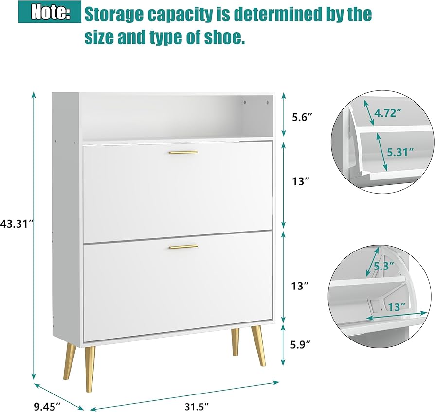 Amazon.com: JOZZBY Shoe Cabinet for Entryway, White Narrow Shoe